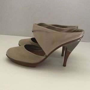 Stone Leifsdottir Sandal with Stacked Metallic Heel